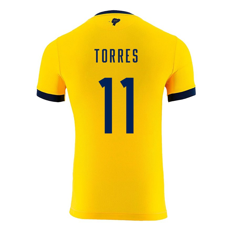 Niño Camiseta Ecuador Ambar Torres #11 Amarillo 1ª Equipación 22-24 México
