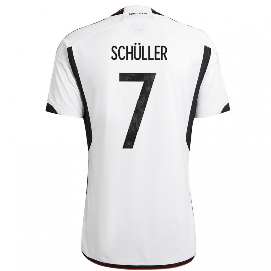 Niño Camiseta Alemania Lea Schuller #7 Blanco Negro 1ª Equipación 22-24 México