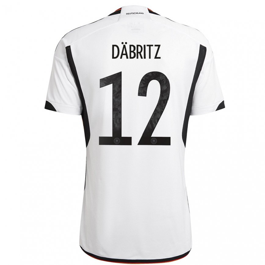Niño Camiseta Alemania Sara Dabritz #12 Blanco Negro 1ª Equipación 22-24 México