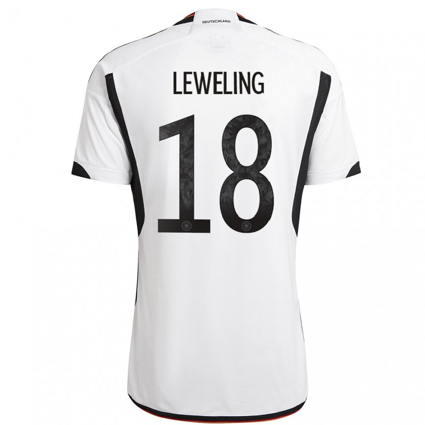 Niño Camiseta Alemania Jamie Leweling #18 Blanco Negro 1ª Equipación 22-24 México