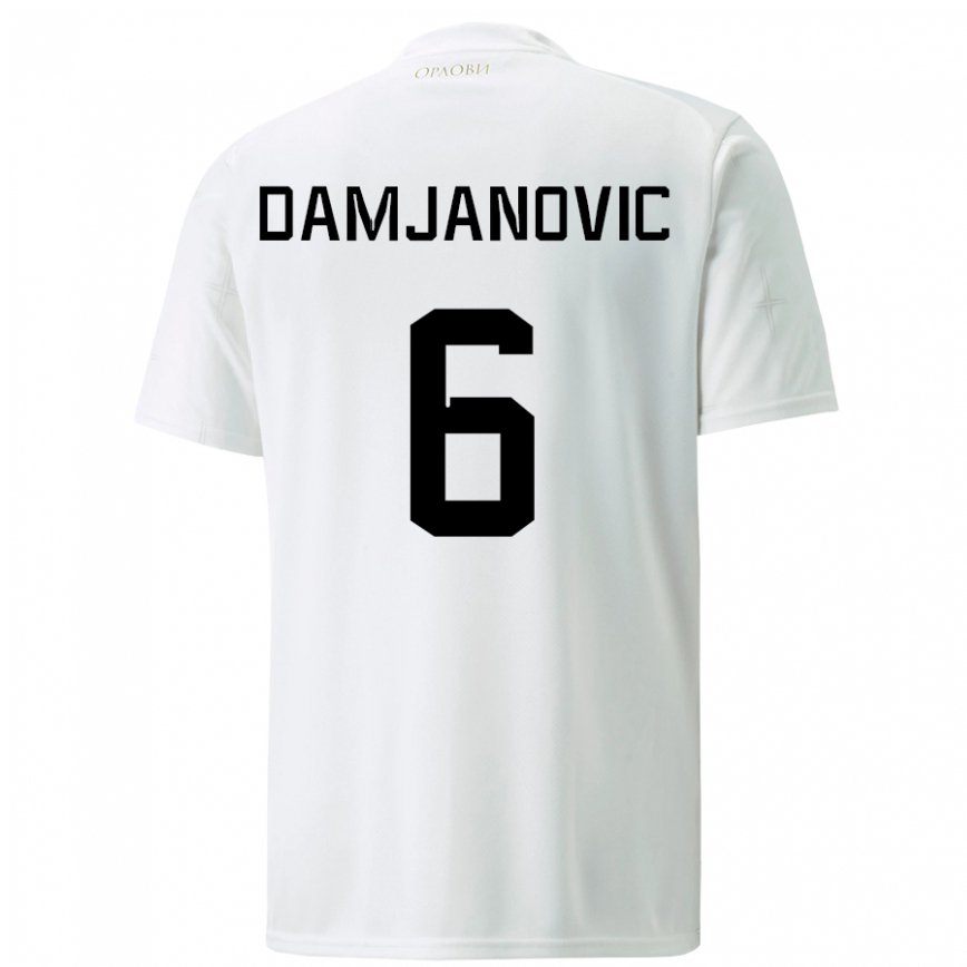 Niño Camiseta Serbia Nevena Damjanovic #6 Blanco 2ª Equipación 22-24 México