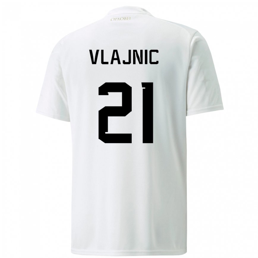 Niño Camiseta Serbia Tyla Jay Vlajnic #21 Blanco 2ª Equipación 22-24 México