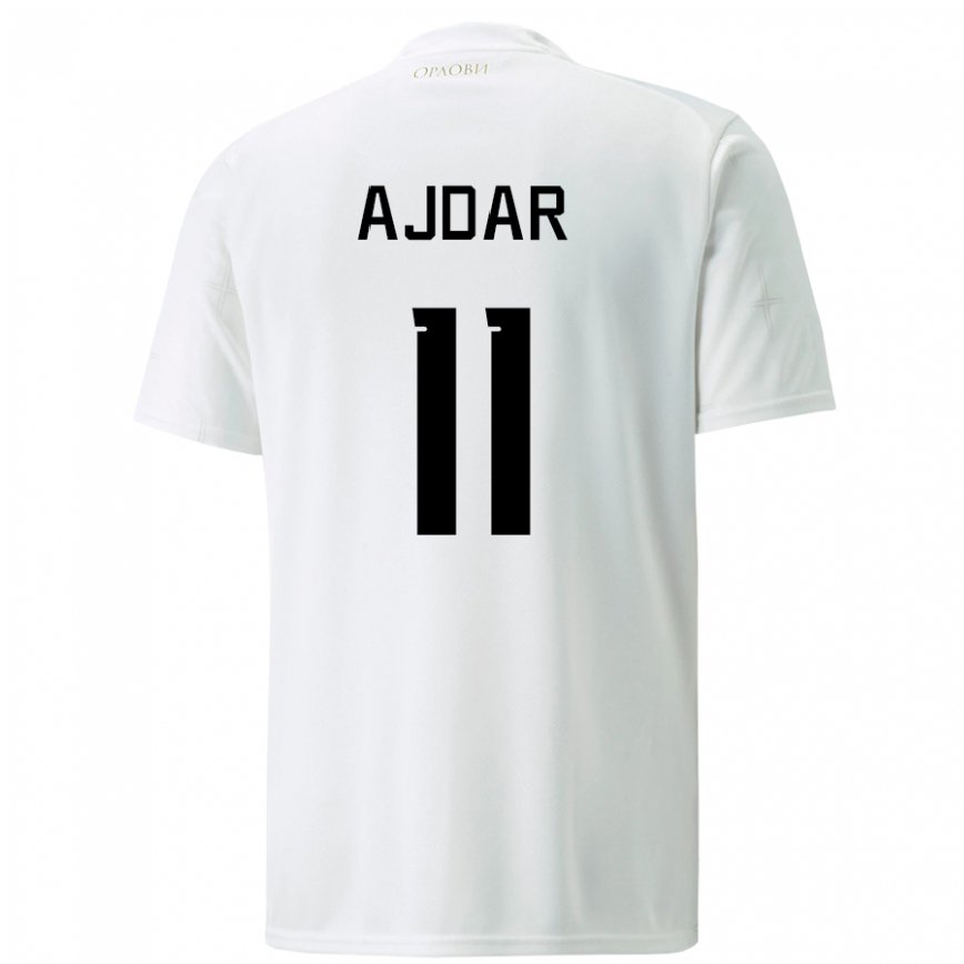 Niño Camiseta Serbia Ognjen Ajdar #11 Blanco 2ª Equipación 22-24 México