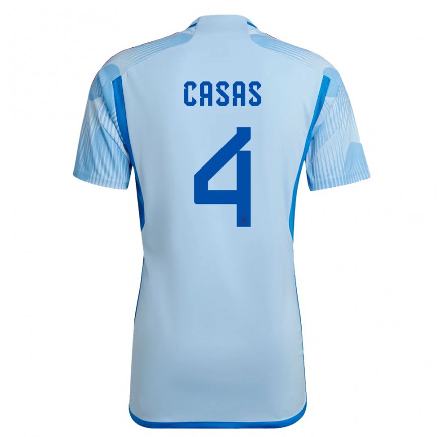 Niño Camiseta España Arnau Casas #4 Cielo Azul 2ª Equipación 22-24 México