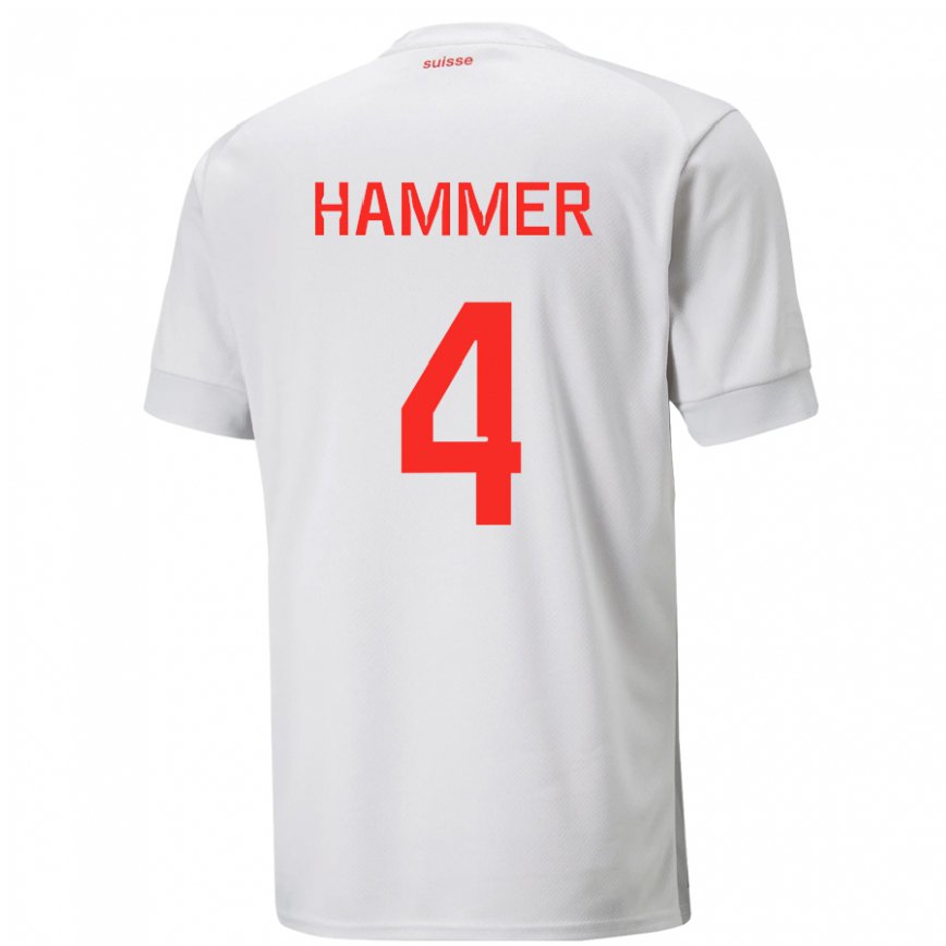 Niño Camiseta Suiza Pascal Hammer #4 Blanco 2ª Equipación 22-24 México
