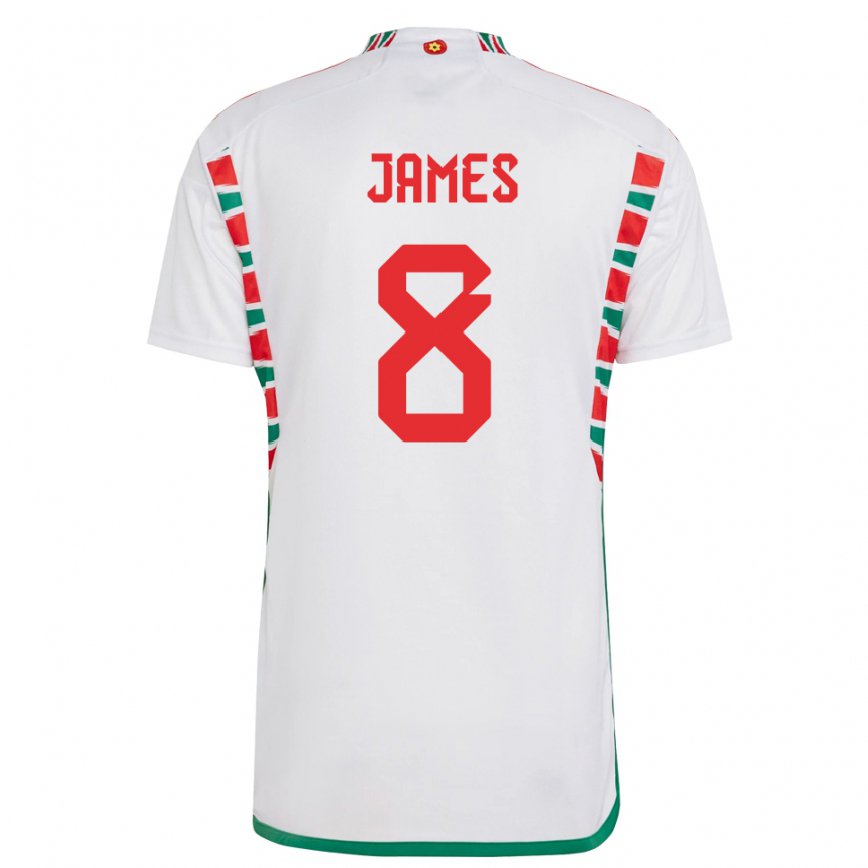 Niño Camiseta Gales Angharad James #8 Blanco 2ª Equipación 22-24 México