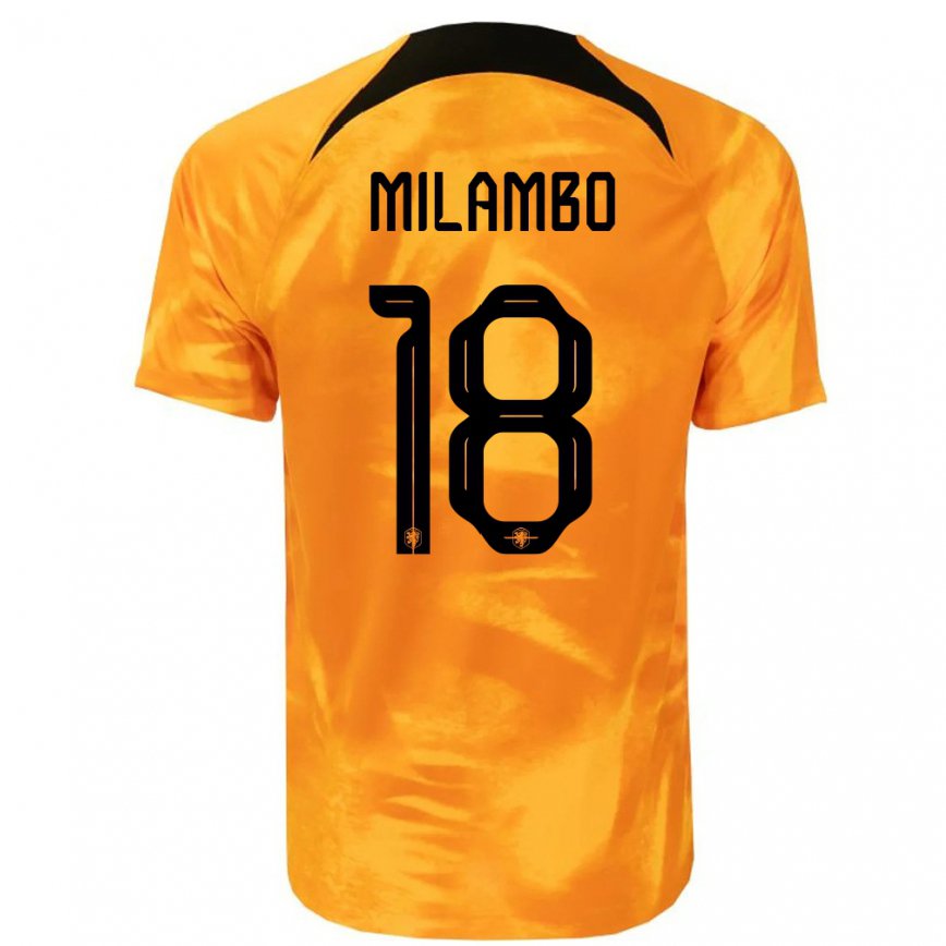 Hombre Camiseta Países Bajos Antoni Milambo #18 Naranja Láser 1ª Equipación 22-24 México
