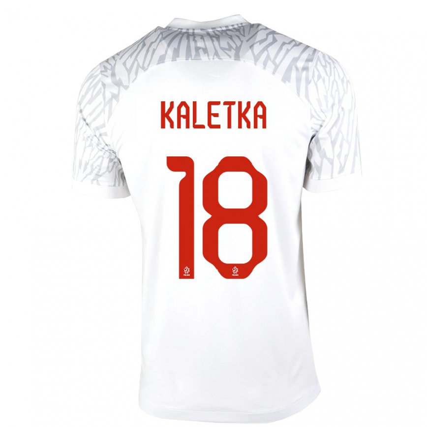 Hombre Camiseta Polonia Nikol Kaletka #18 Blanco 1ª Equipación 22-24 México