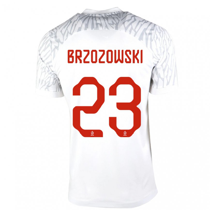 Hombre Camiseta Polonia Milosz Brzozowski #23 Blanco 1ª Equipación 22-24 México