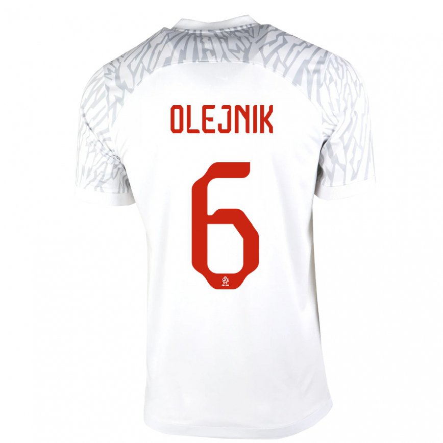 Hombre Camiseta Polonia Patryk Olejnik #6 Blanco 1ª Equipación 22-24 México