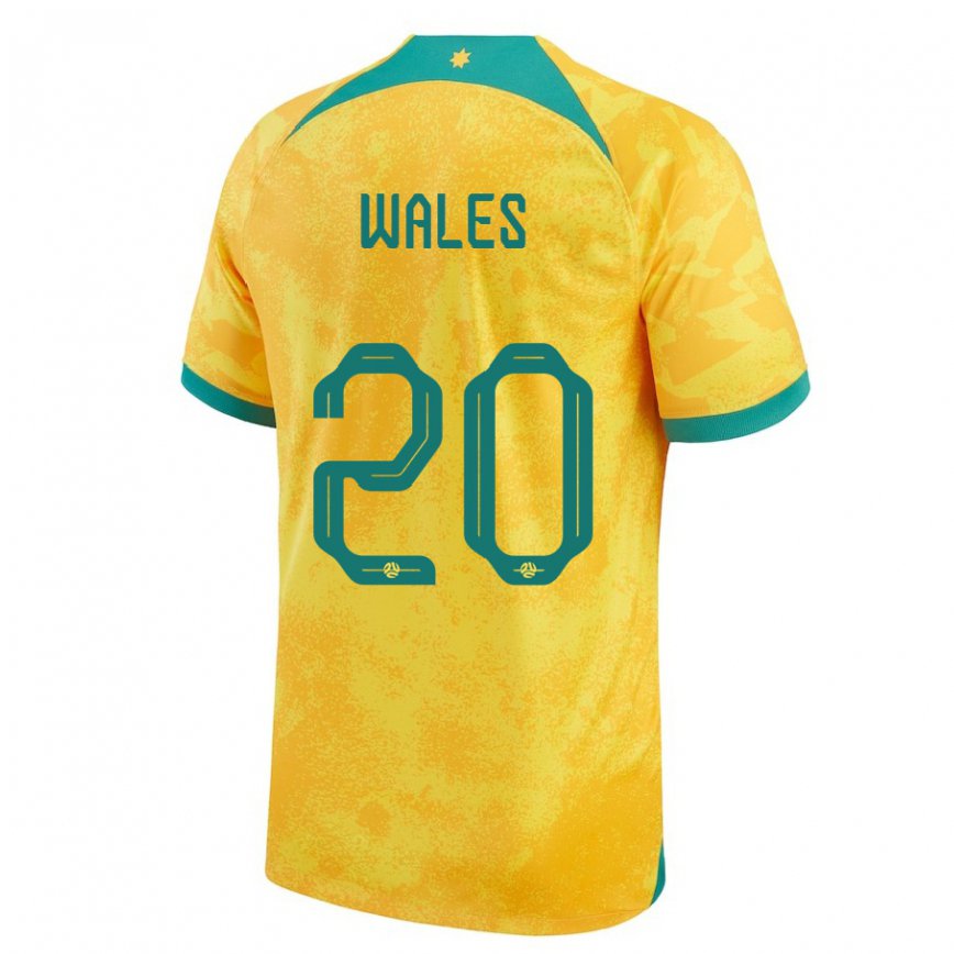 Hombre Camiseta Australia Lachlan Wales #20 Dorado 1ª Equipación 22-24 México