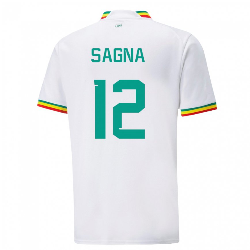 Hombre Camiseta Senegal Safietou Sagna #12 Blanco 1ª Equipación 22-24 México