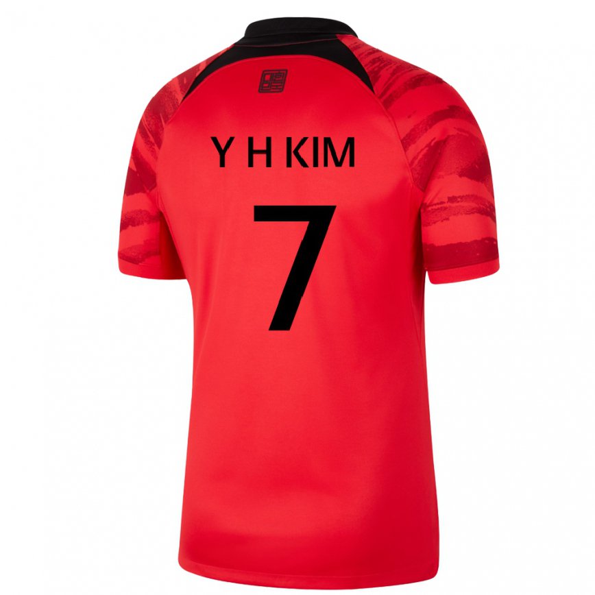 Hombre Camiseta Corea Del Sur Kim Yong Hak #7 Negro Rojo 1ª Equipación 22-24 México