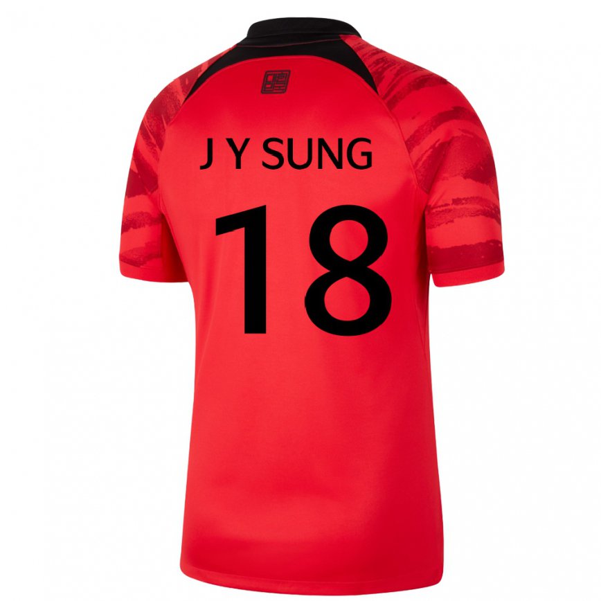 Hombre Camiseta Corea Del Sur Sung Jin Young #18 Negro Rojo 1ª Equipación 22-24 México
