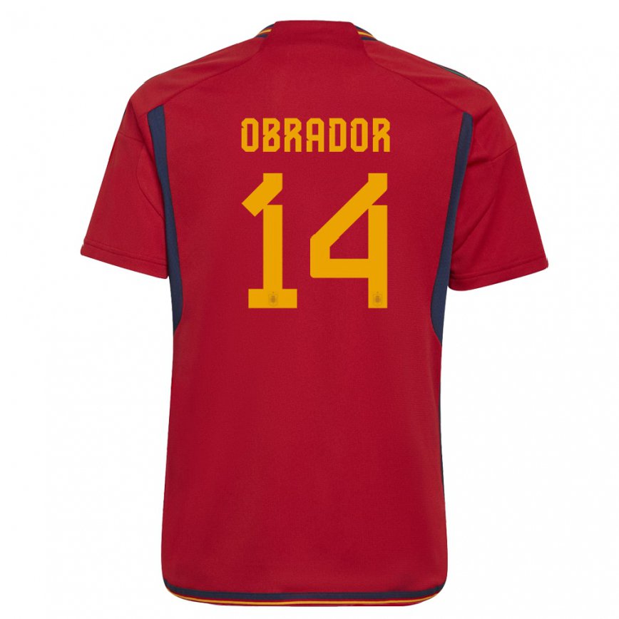 Hombre Camiseta España Rafel Obrador #14 Rojo 1ª Equipación 22-24 México