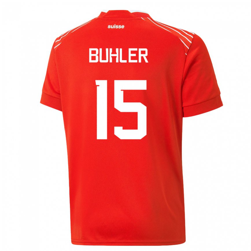 Hombre Camiseta Suiza Luana Buhler #15 Rojo 1ª Equipación 22-24 México