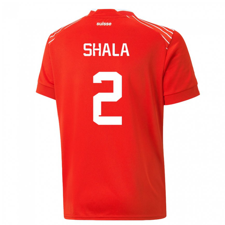 Hombre Camiseta Suiza Besnik Shala #2 Rojo 1ª Equipación 22-24 México