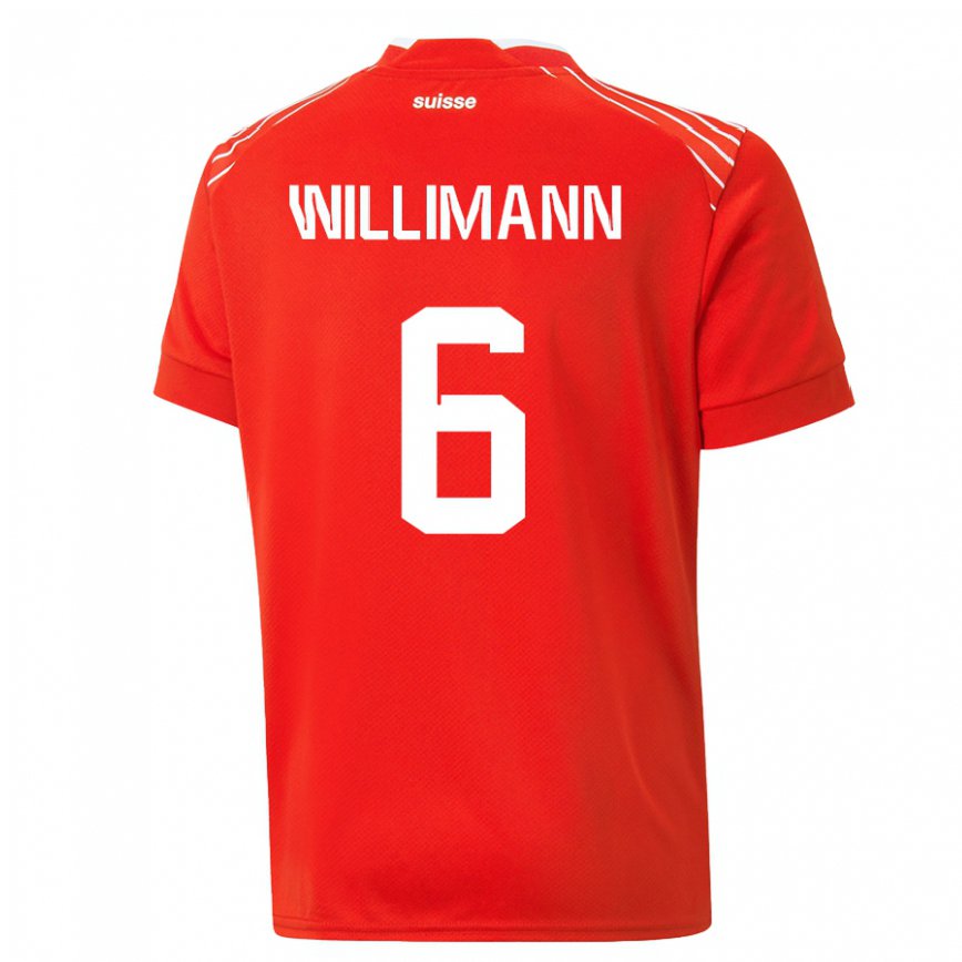 Hombre Camiseta Suiza Mauricio Willimann #6 Rojo 1ª Equipación 22-24 México