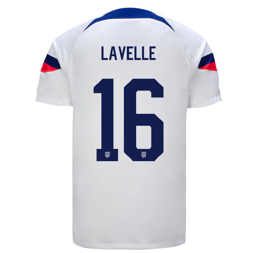 Hombre Camiseta Estados Unidos Rose Lavelle #16 Blanco 1ª Equipación 22-24 México