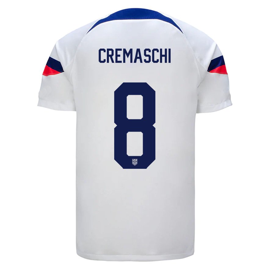 Hombre Camiseta Estados Unidos Benjamin Cremaschi #8 Blanco 1ª Equipación 22-24 México