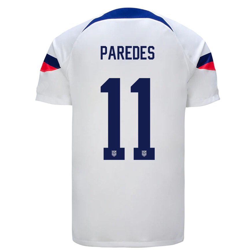 Hombre Camiseta Estados Unidos Kevin Paredes #11 Blanco 1ª Equipación 22-24 México