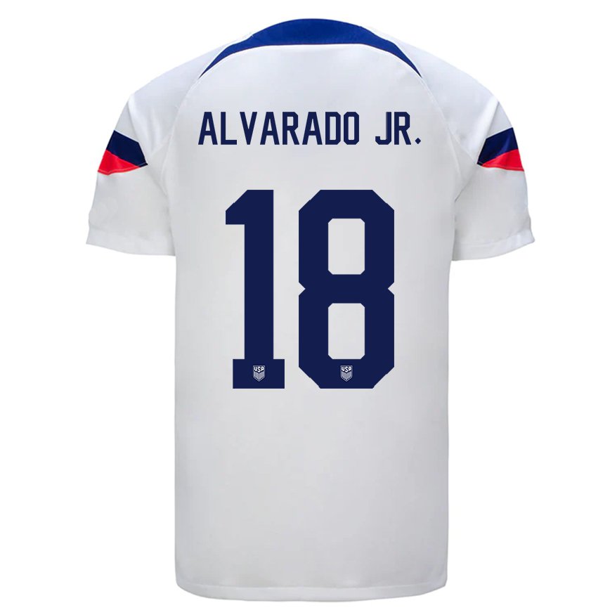 Hombre Camiseta Estados Unidos Alejandro Alvarado Jr #18 Blanco 1ª Equipación 22-24 México