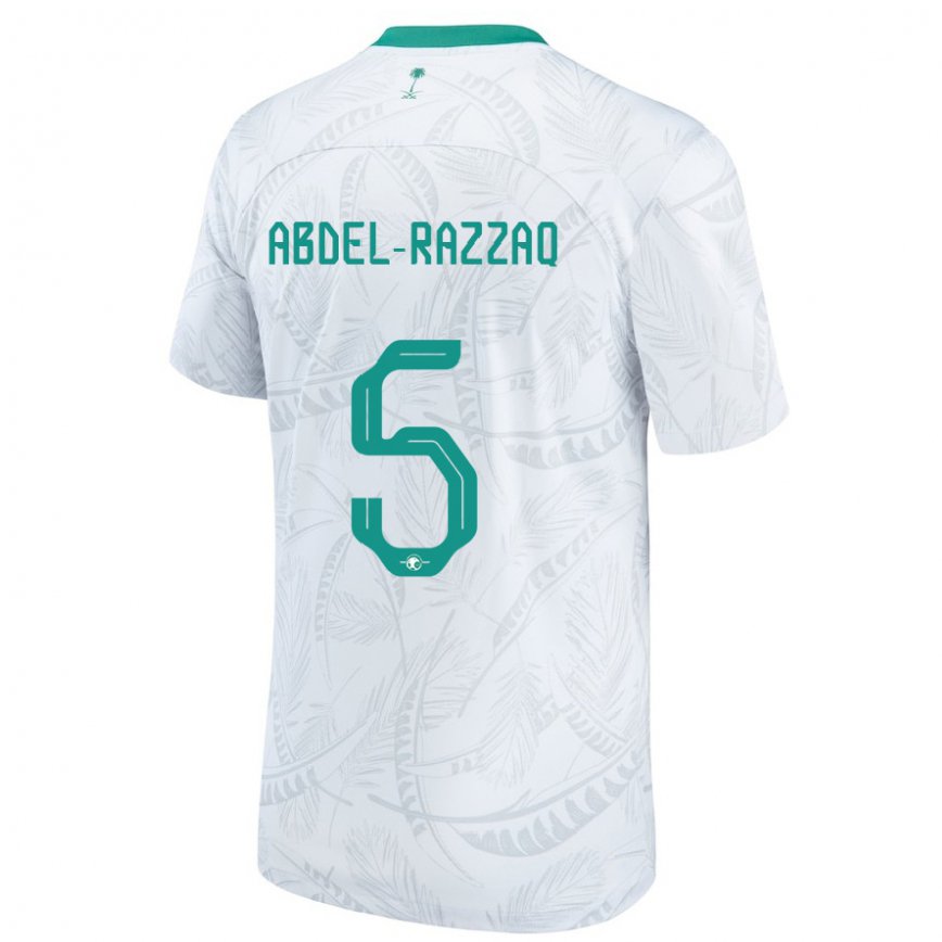 Hombre Camiseta Arabia Saudita Lana Abdel Razzaq #5 Blanco 1ª Equipación 22-24 México