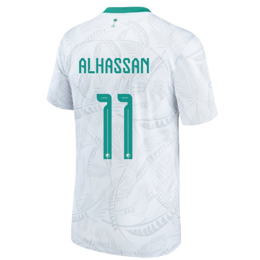 Hombre Camiseta Arabia Saudita Abbas Alhassan #11 Blanco 1ª Equipación 22-24 México