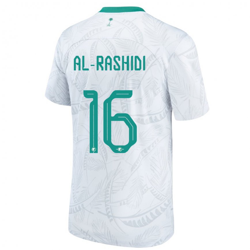 Hombre Camiseta Arabia Saudita Mohammed Al Rashidi #16 Blanco 1ª Equipación 22-24 México