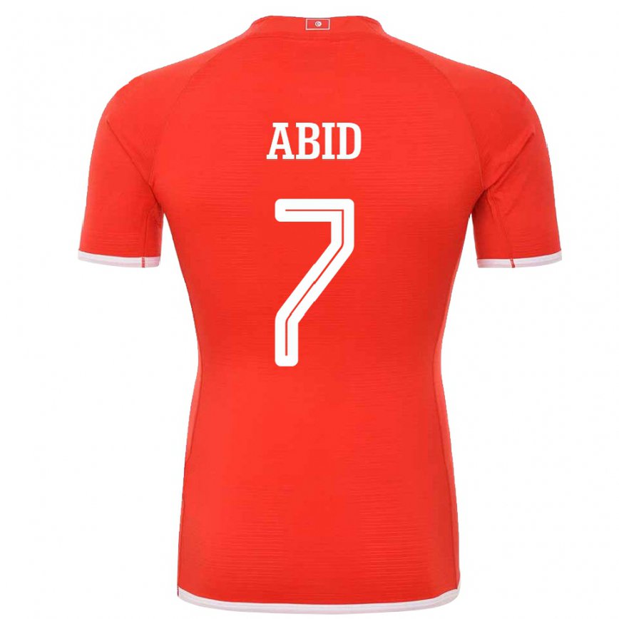 Hombre Camiseta Túnez Aziz Abid #7 Rojo 1ª Equipación 22-24 México