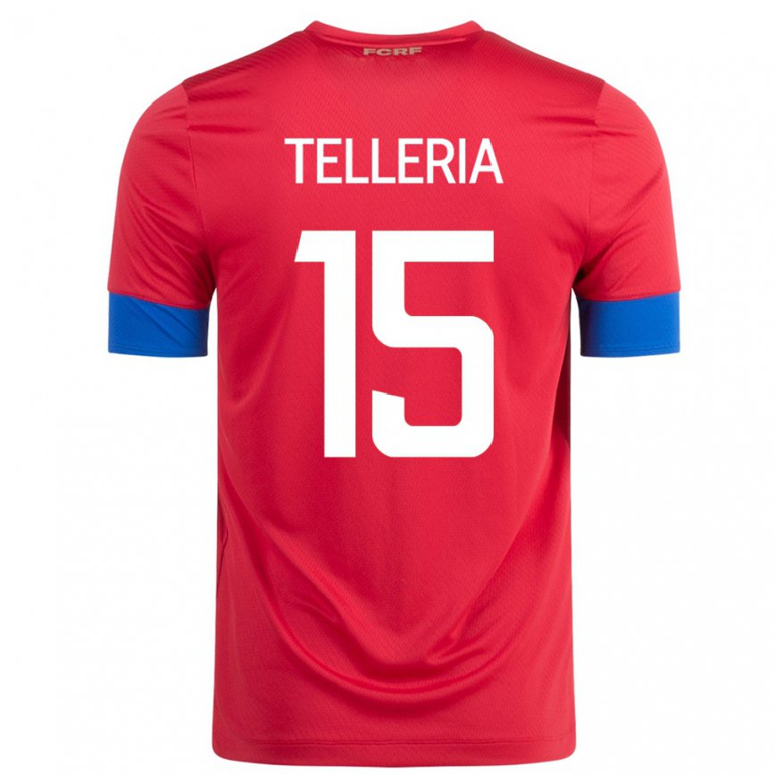 Hombre Camiseta Costa Rica Jostin Telleria #15 Rojo 1ª Equipación 22-24 México