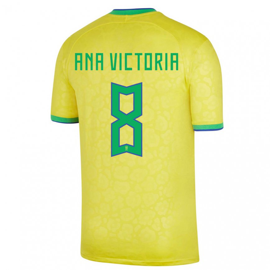 Hombre Camiseta Brasil Ana Victoria #8 Amarillo 1ª Equipación 22-24 México