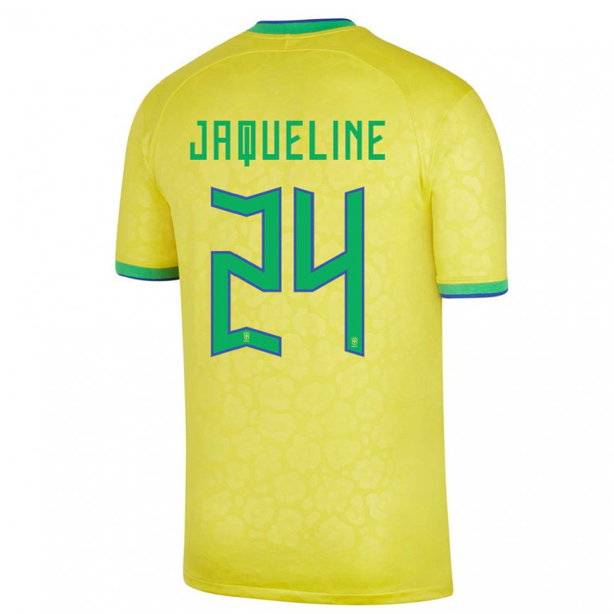 Hombre Camiseta Brasil Jaqueline #24 Amarillo 1ª Equipación 22-24 México