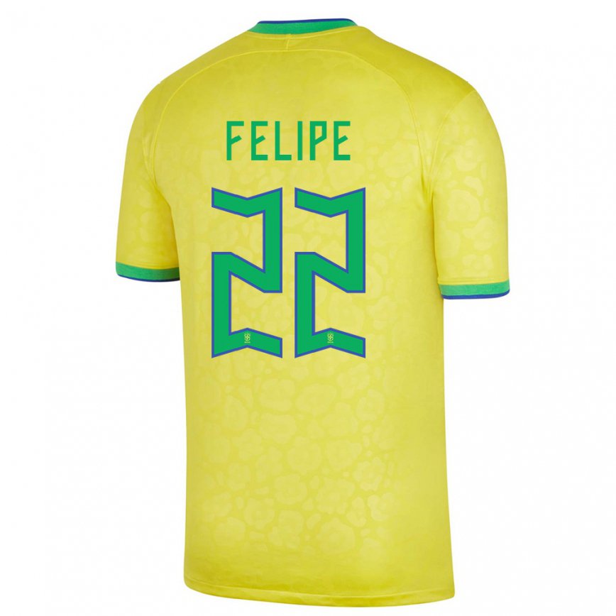Hombre Camiseta Brasil Cayo Felipe #22 Amarillo 1ª Equipación 22-24 México