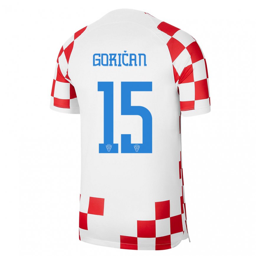 Hombre Camiseta Croacia Silvio Gorican #15 Rojo Blanco 1ª Equipación 22-24 México