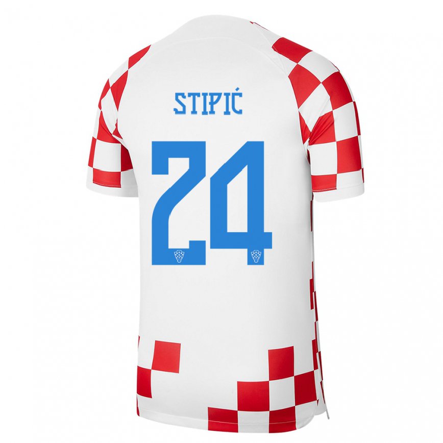 Hombre Camiseta Croacia Mihael Stipic #24 Rojo Blanco 1ª Equipación 22-24 México