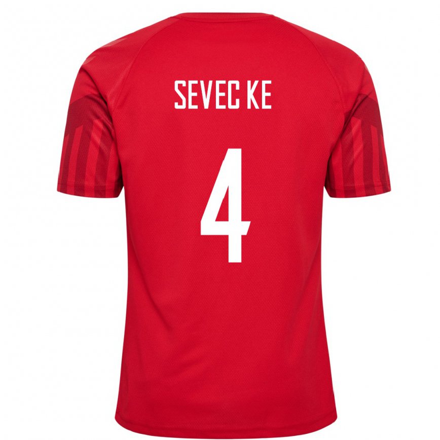 Hombre Camiseta Dinamarca Rikke Sevecke #4 Rojo 1ª Equipación 22-24 México
