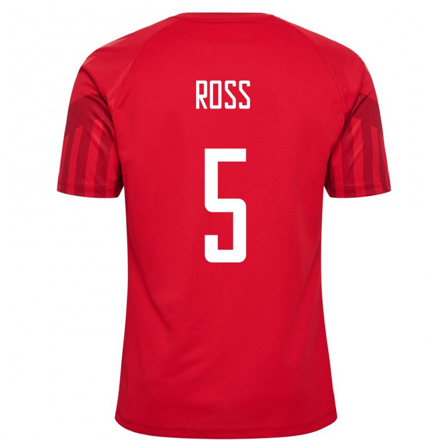 Hombre Camiseta Dinamarca Mathias Ross #5 Rojo 1ª Equipación 22-24 México