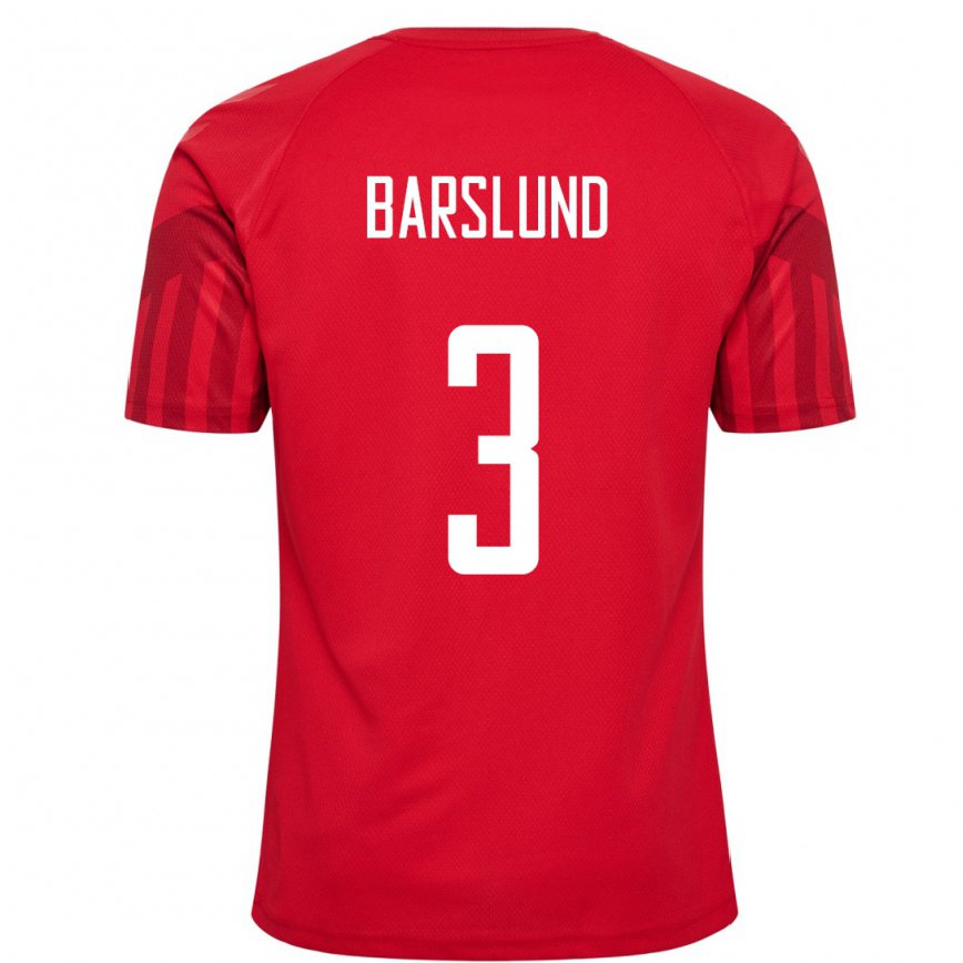 Hombre Camiseta Dinamarca Kaare Barslund #3 Rojo 1ª Equipación 22-24 México