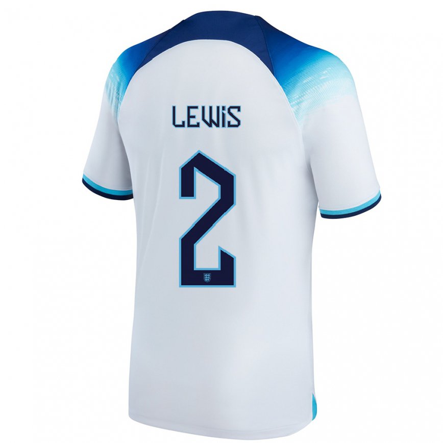 Hombre Camiseta Inglaterra Rico Lewis #2 Blanco Azul 1ª Equipación 22-24 México