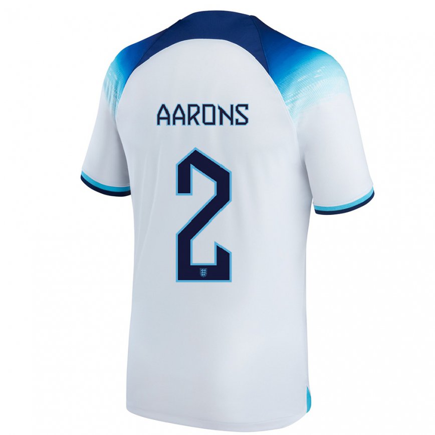 Hombre Camiseta Inglaterra Max Aarons #2 Blanco Azul 1ª Equipación 22-24 México
