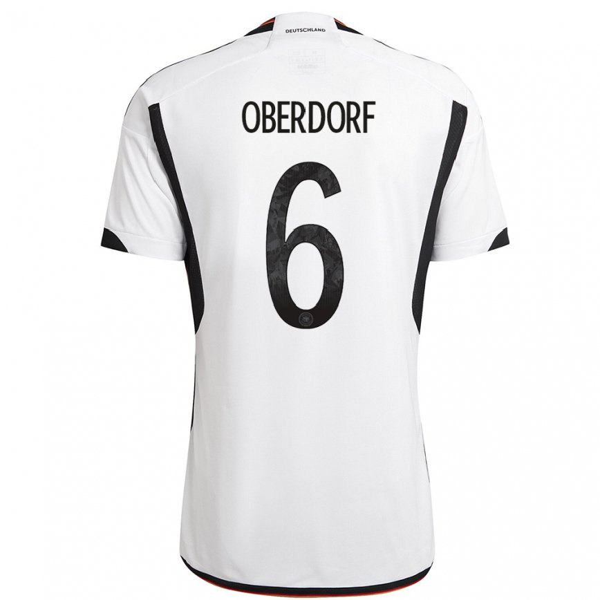Hombre Camiseta Alemania Lena Oberdorf #6 Blanco Negro 1ª Equipación 22-24 México