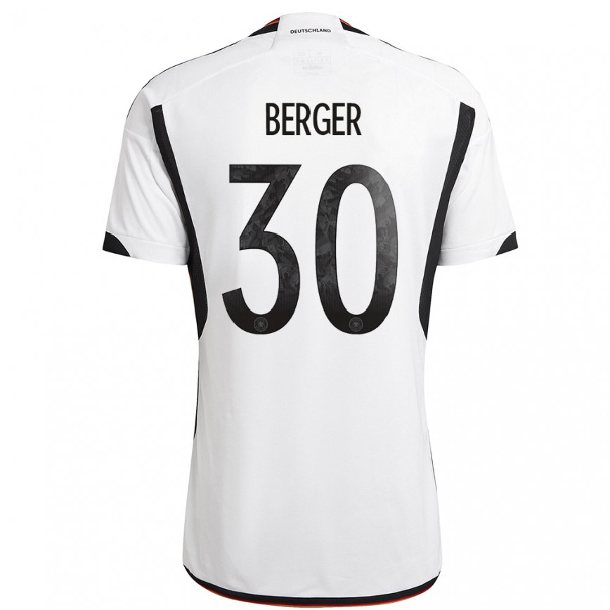 Hombre Camiseta Alemania Ann Katrin Berger #30 Blanco Negro 1ª Equipación 22-24 México