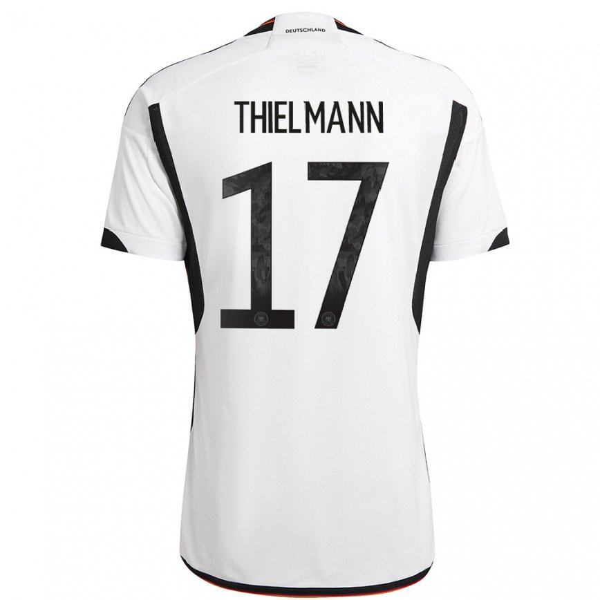 Hombre Camiseta Alemania Jan Thielmann #17 Blanco Negro 1ª Equipación 22-24 México