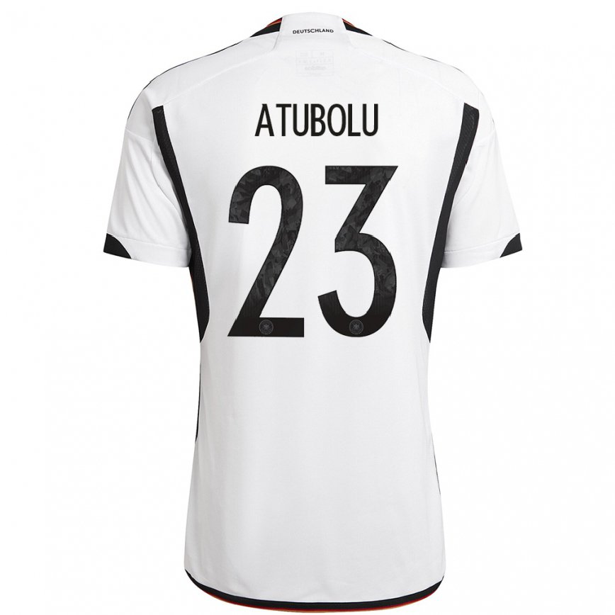 Hombre Camiseta Alemania Noah Atubolu #23 Blanco Negro 1ª Equipación 22-24 México