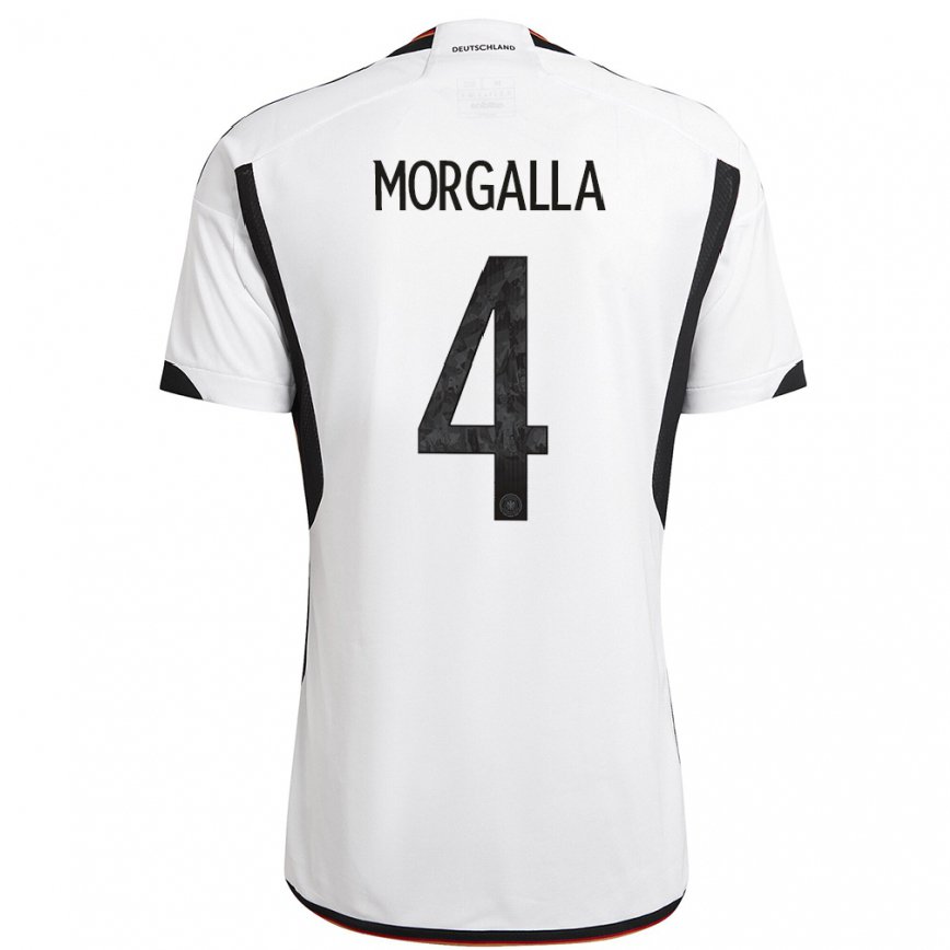 Hombre Camiseta Alemania Leandro Morgalla #4 Blanco Negro 1ª Equipación 22-24 México