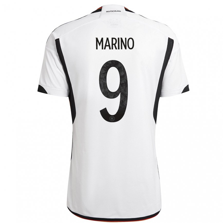 Hombre Camiseta Alemania Stefano Marino #9 Blanco Negro 1ª Equipación 22-24 México