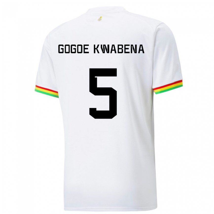 Hombre Camiseta Ghana Boahen Gogoe Kwabena #5 Blanco 1ª Equipación 22-24 México