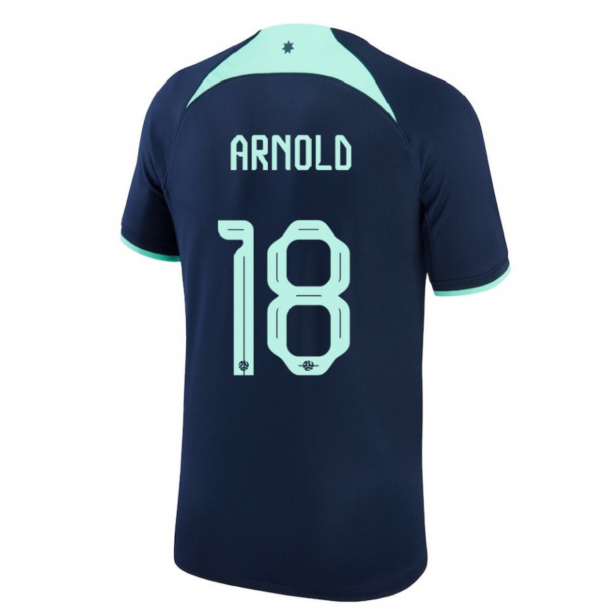Hombre Camiseta Australia Mackenzie Arnold #18 Azul Oscuro 2ª Equipación 22-24 México