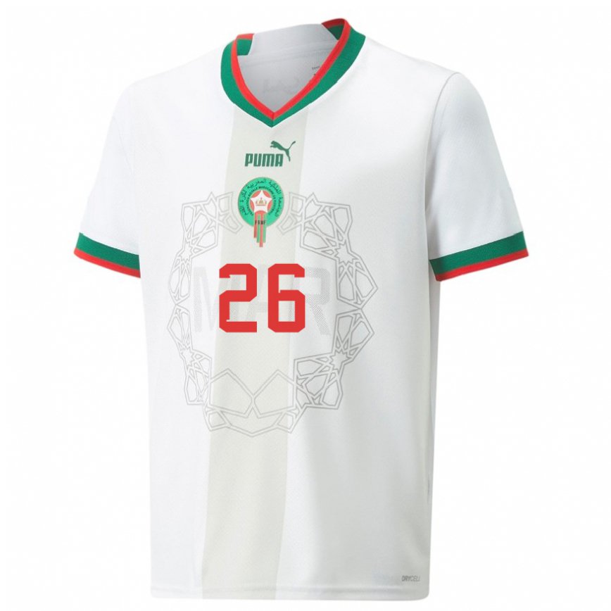 Hombre Camiseta Marruecos Taha Alachbili #26 Blanco 2ª Equipación 22-24 México